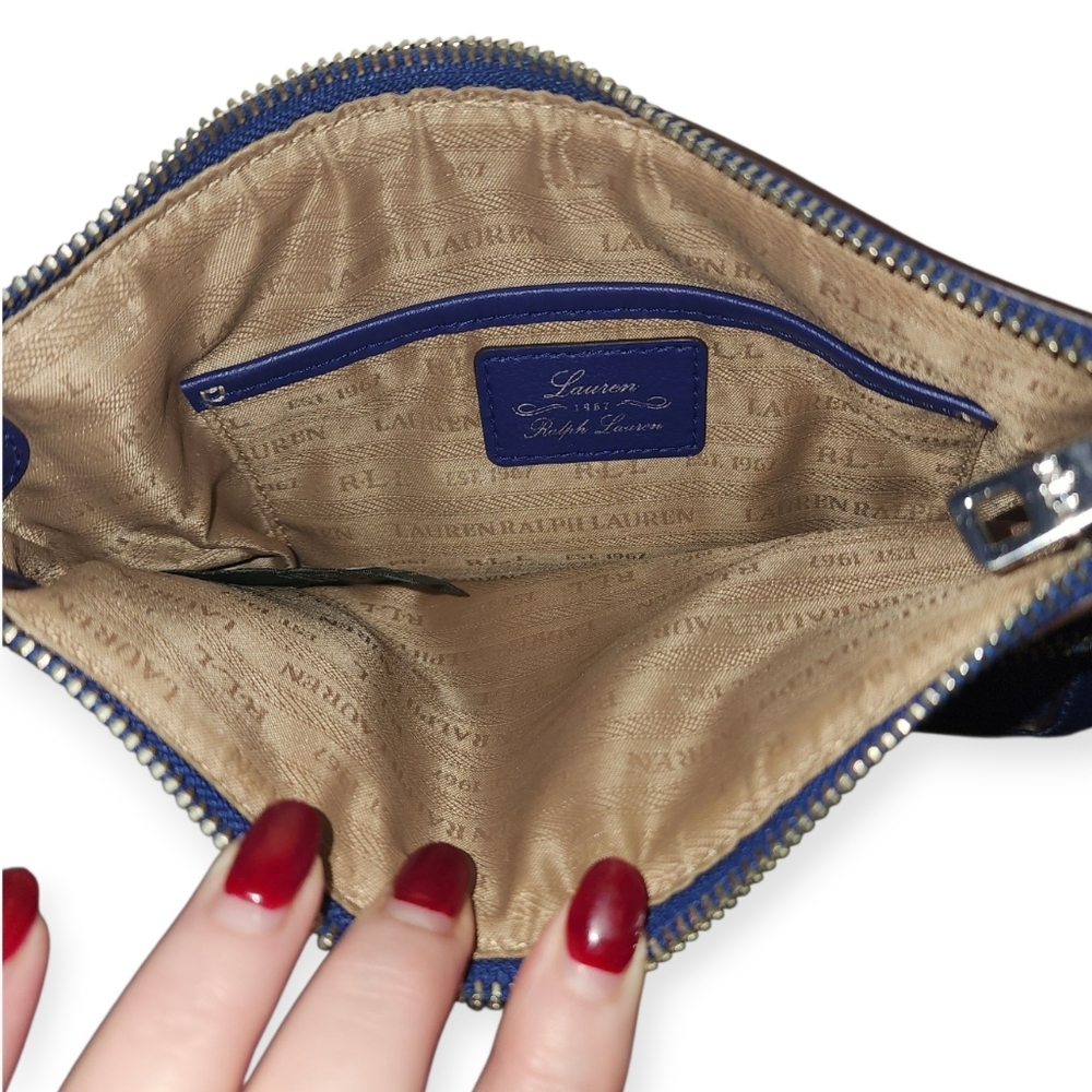 Lauren Ralph Lauren Purple Shoulder Zipped Pockets Adjustable Strap Bag Purse - Picture 8 of 13